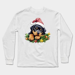 Lazy Rottweiler Dog at Christmas Long Sleeve T-Shirt